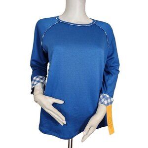 Ruby Rd Women's Plus Size 3X Top Blouse Must Haves Blue Crewneck 3/4 Sleeve (23)
